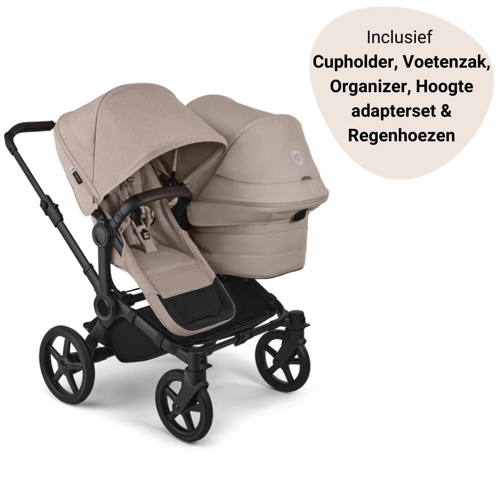 Kinderwagen Bugaboo Donkey6 Double Essential Bundel - Black/Desert Taupe Melange