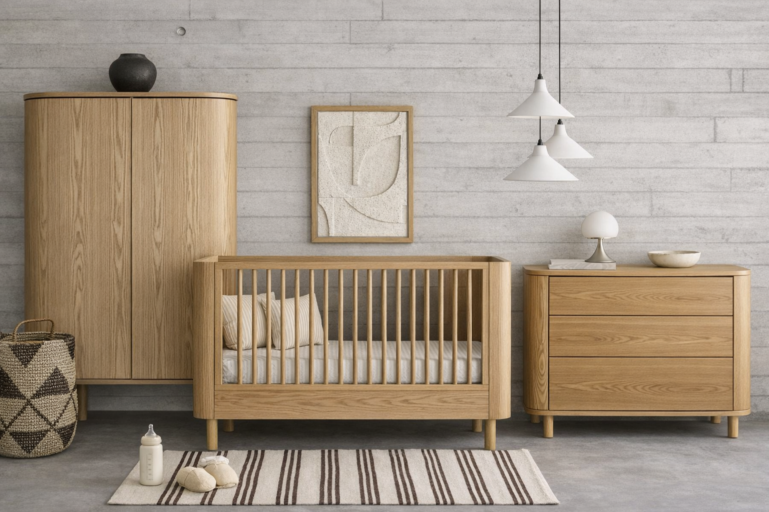 Babykamer Quax Yume 70x140 Natural Ash met commode met laden