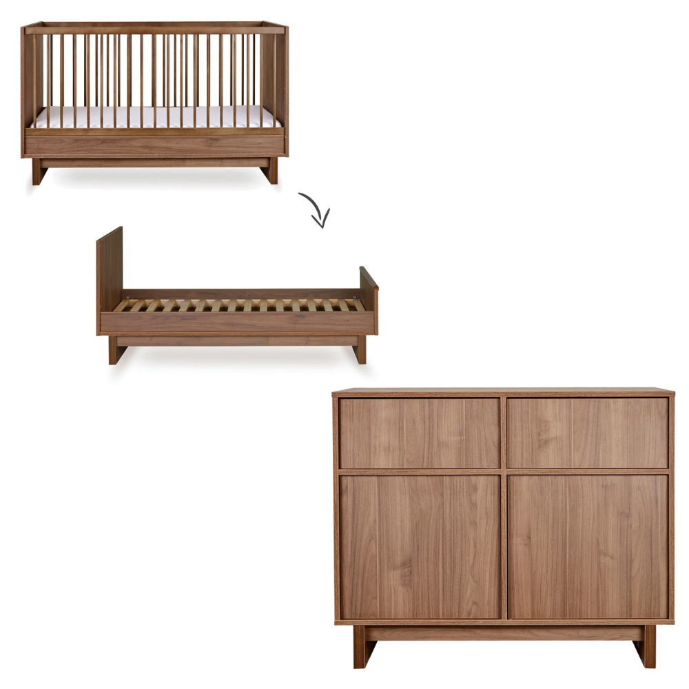 Babykamer Quax Kyo Walnut 70x140 (Meegroei Ledikant + Commode)