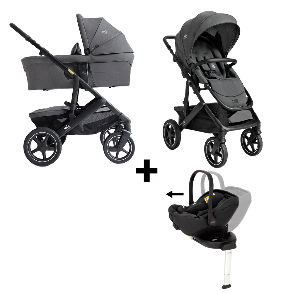 Kinderwagen Joie Signature Vinca Ebony met Autostoel Joy Glide 360° All Black & Base