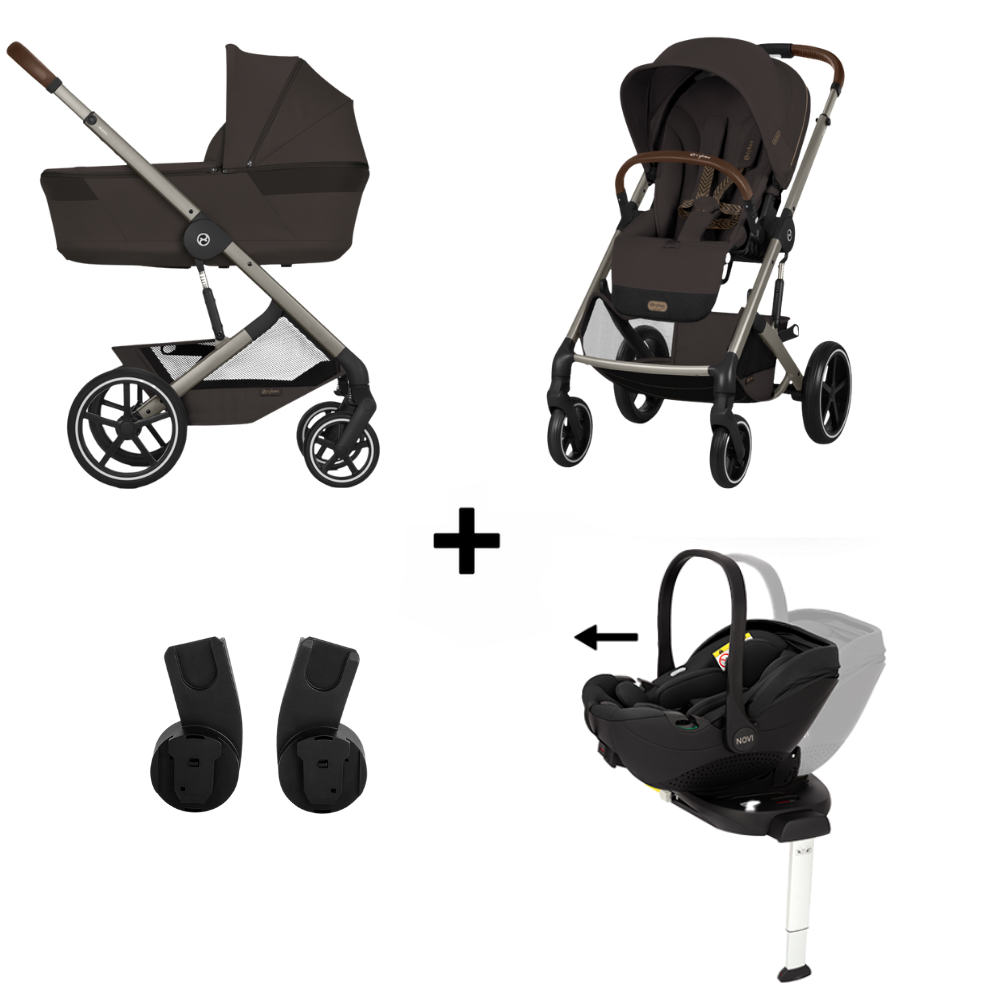 Kinderwagen Cybex Balios S Lux Chocolate Brown/Brown incl. Foldable Carrycot + Autostoel Joy Glide 360° All Black & Base