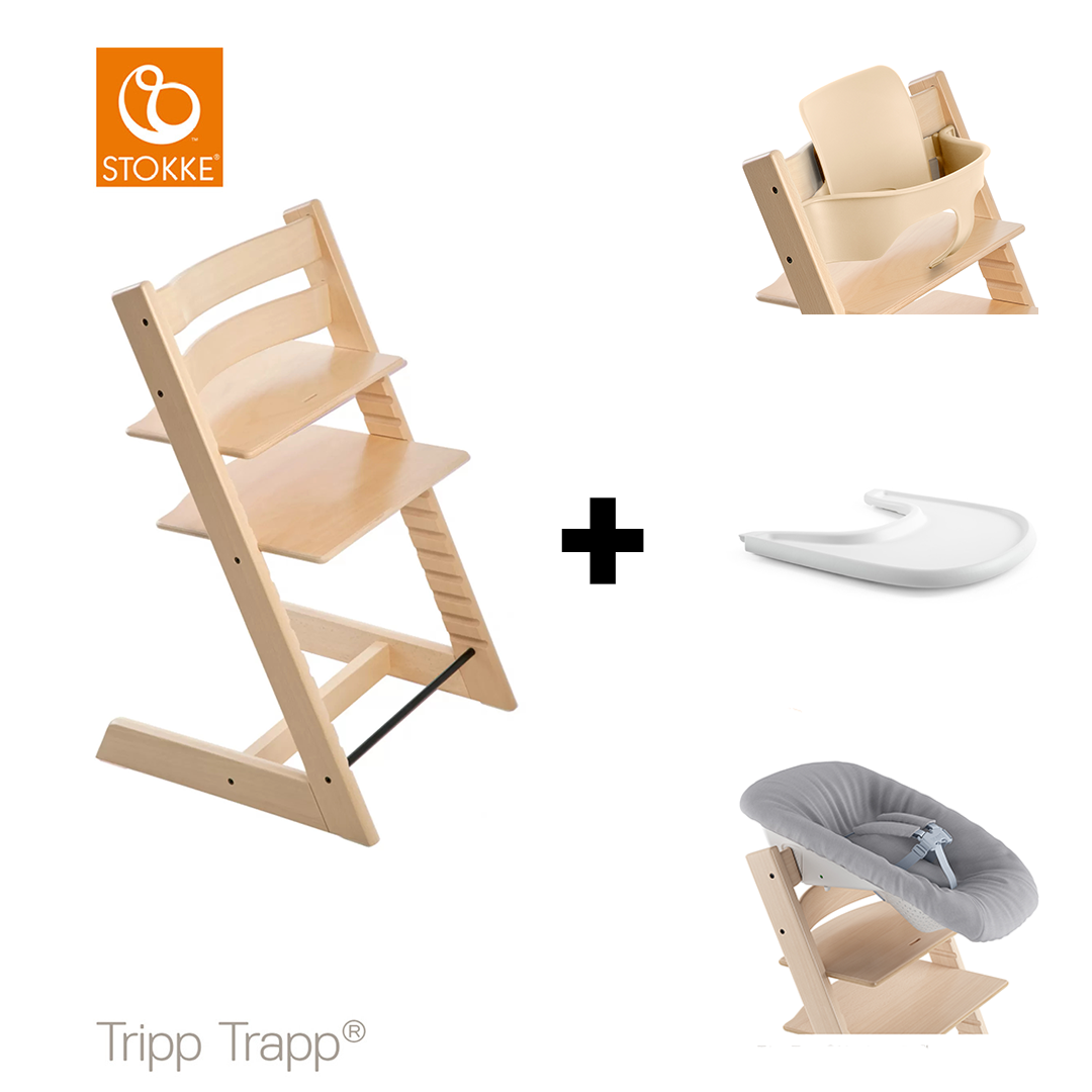 SET | Kinderstoel Stokke® Tripp Trapp® Natural met Newbornset & Eetblad + Babyset