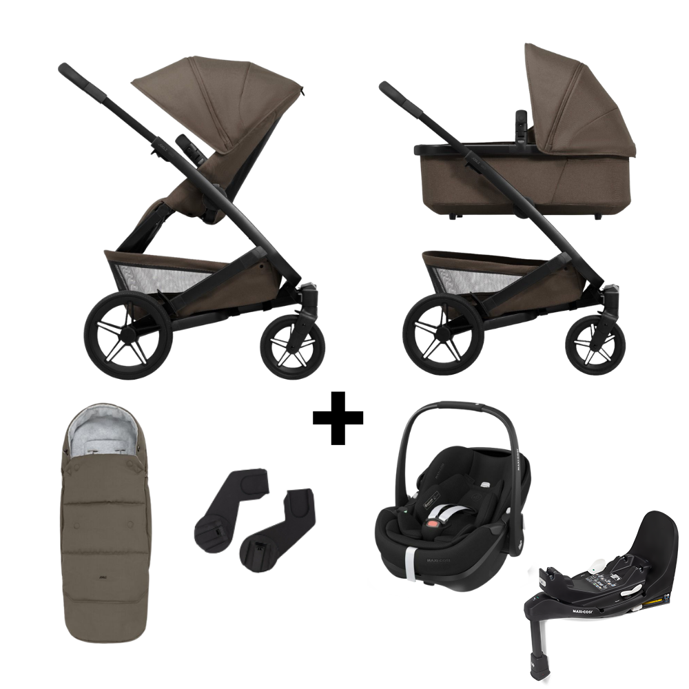 Kinderwagen Joolz Geo5 Hazel Brown + Autostoel Pebble Pro2, Slide Tech Base & Accessoires