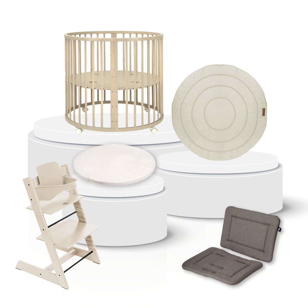 Box Novi Mila Rond Sand Total Package Deal incl. Boxaccessoires, Kinderstoel, Babyset & Stoelverkleiner