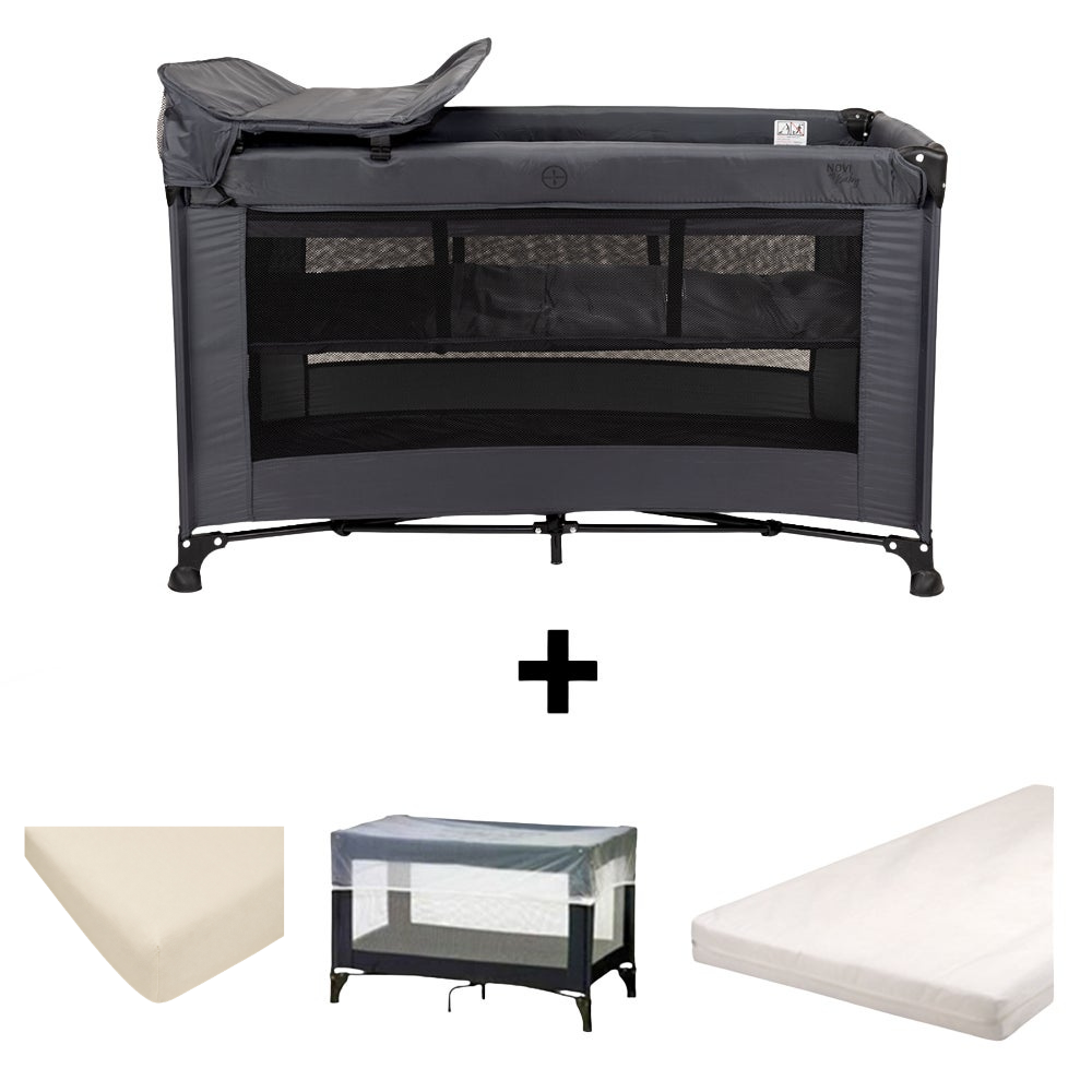 Set | Campingbed Novi Kiki Luxe Dark Grey + Accessoires