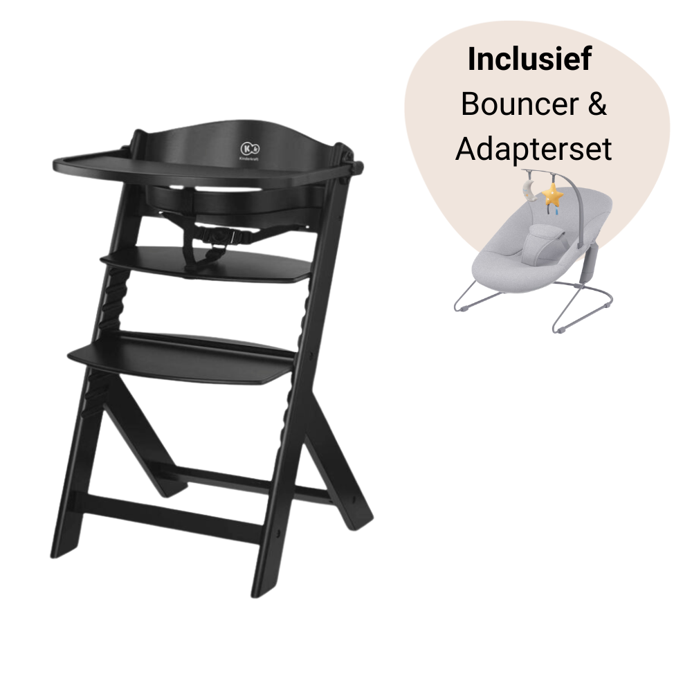 Kinderstoel Kinderkraft Enock 3-in-1 Black met Bouncer & Adapterset