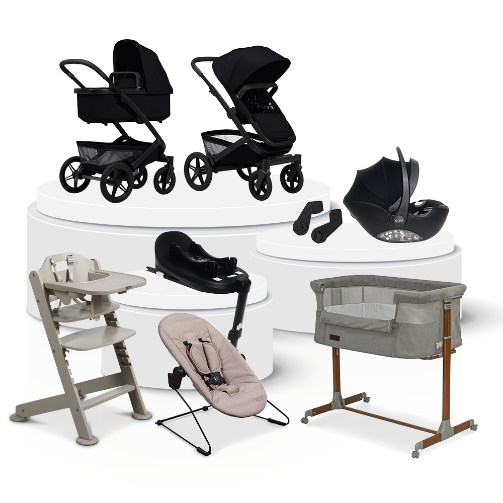 Kinderwagen Joolz Geo5 Space Black Total Package Deal incl. Autostoel, Base, Kinderstoel & Co-Sleeper