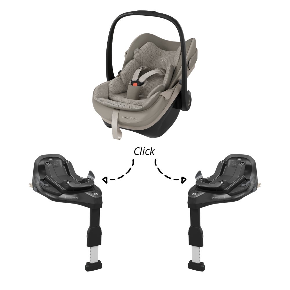 Set | Autostoel Maxi-Cosi Pebble Slide Pro Sapphire Sand met 2x Isofixbase Familyfix Slide Pro