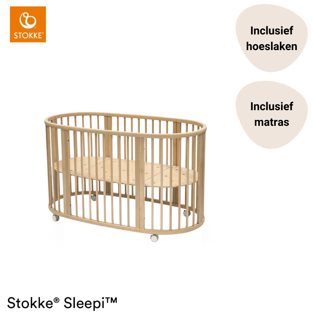 Bed Stokke® Sleepi™ V3 Natural incl. Matras & Hoeslaken