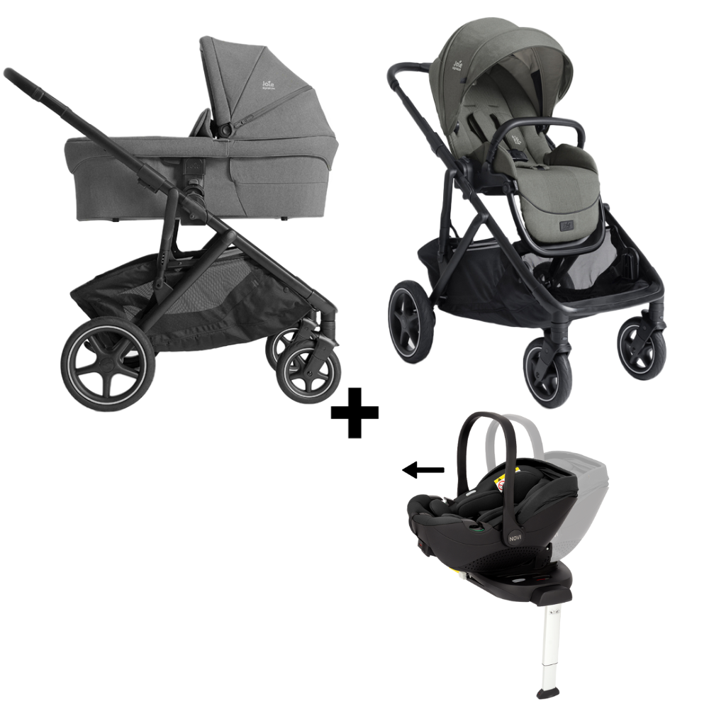Kinderwagen Joie Signature Versiti Evergreen met Autostoel Joy Glide 360° All Black & Base