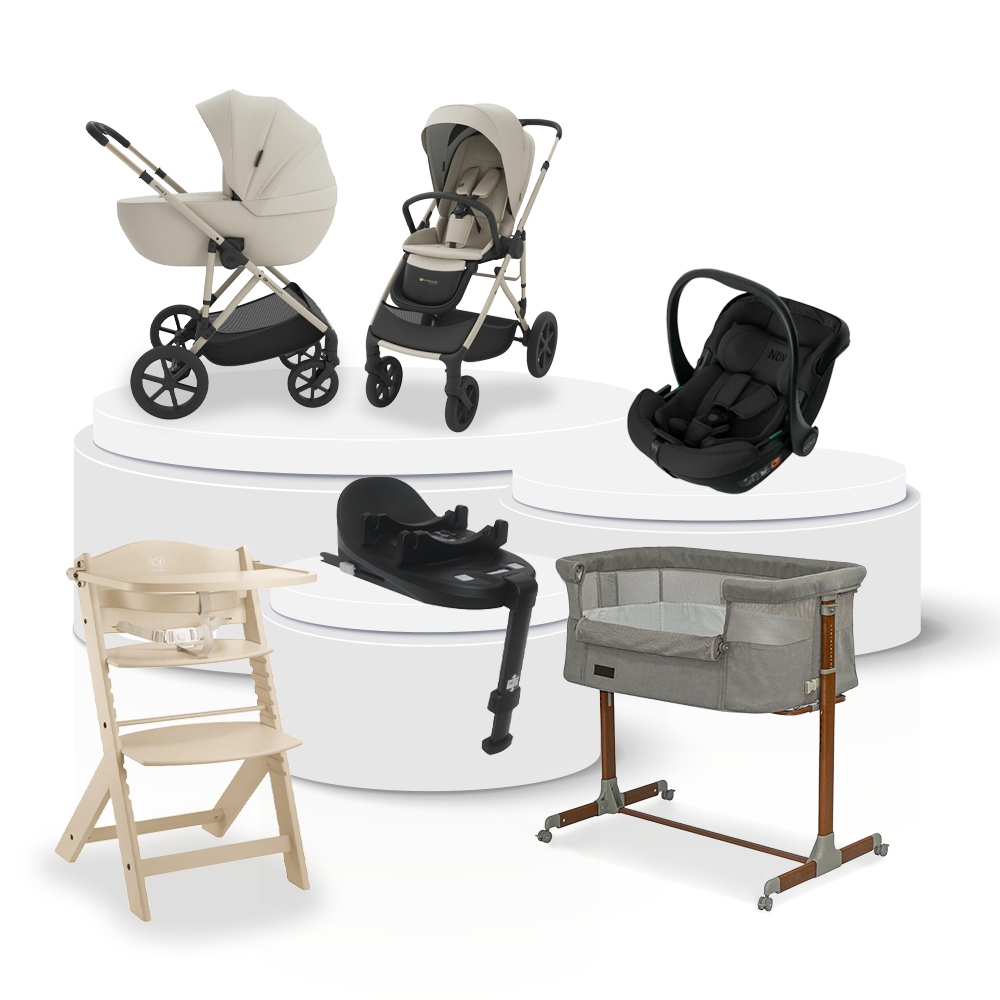 Kinderwagen Kinderkraft Prime3 Sand Dune Total Package Deal incl. Autostoel, Base, Kinderstoel & Co-Sleeper