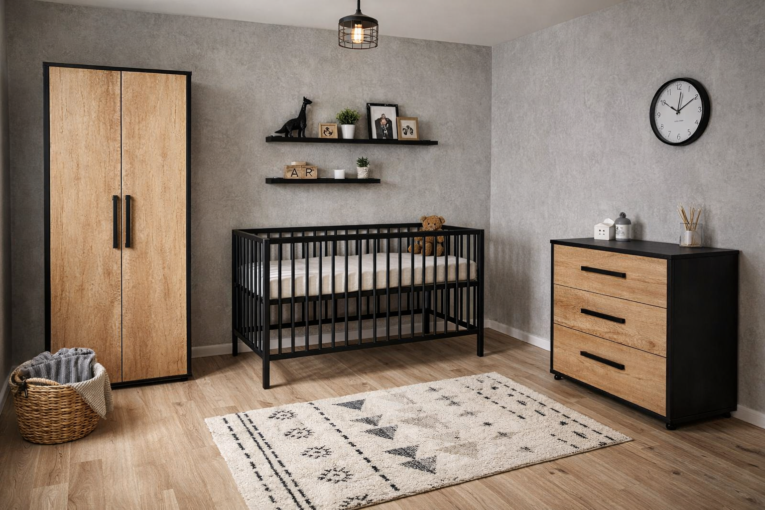 Babykamer Colorfull Home Lucas met Ledikant Lotus Pure Black 60x120