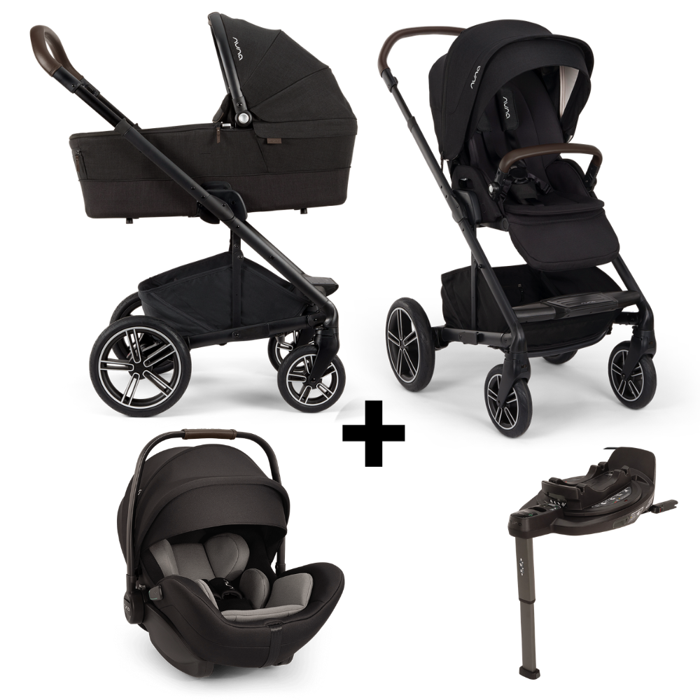 Kinderwagen Nuna MIXX Next V2 Caviar + Autostoel Nuna Arra Flex Caviar & Base Nuna Curv 360 System