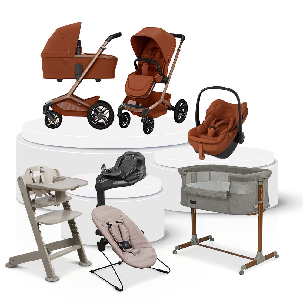 Kinderwagen Maxi-Cosi Fame V2 Ultimate Bundel Copper Terra incl. Autostoel, Base, Kinderstoel & Co-Sleeper