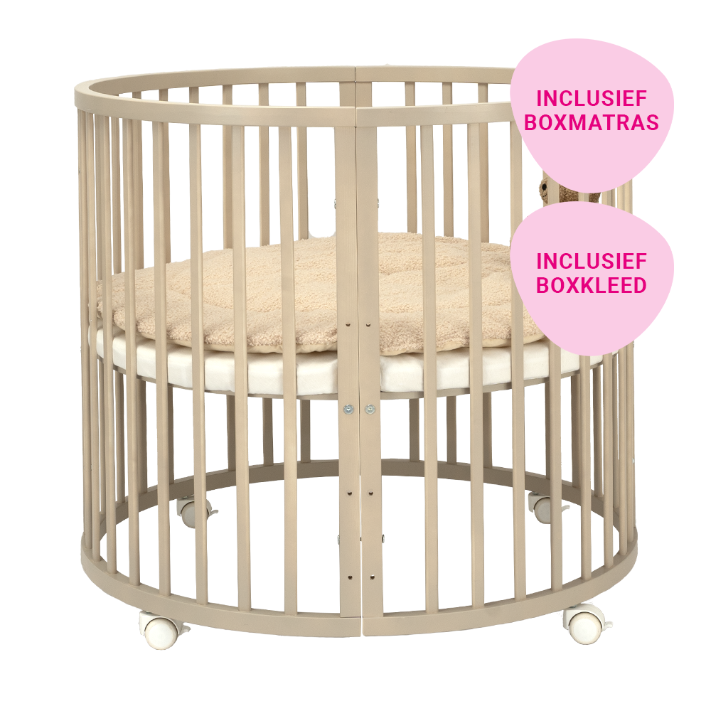 Set | Box Novi Mila Rond Sand Incl. Boxmatras en Boxkleed