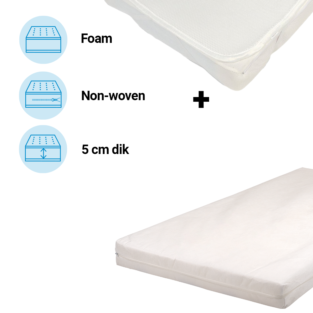 Set | Matras Wieg Best Sleep 40x80 Comfort + Topper Delux Oxi Proof