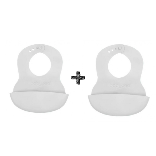 Slabber Babyono Siliconen Lichtgrijs 2-Pack