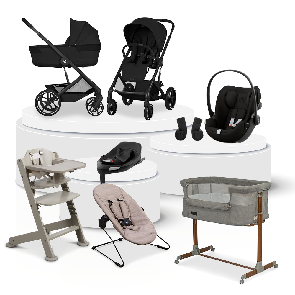 Kinderwagen Balios S Lux BLK Moon Black/Black CarryCot Foldable Total Package Deal incl. Autostoel, Base, Kinderstoel, Co-Sleeper & Adapterset