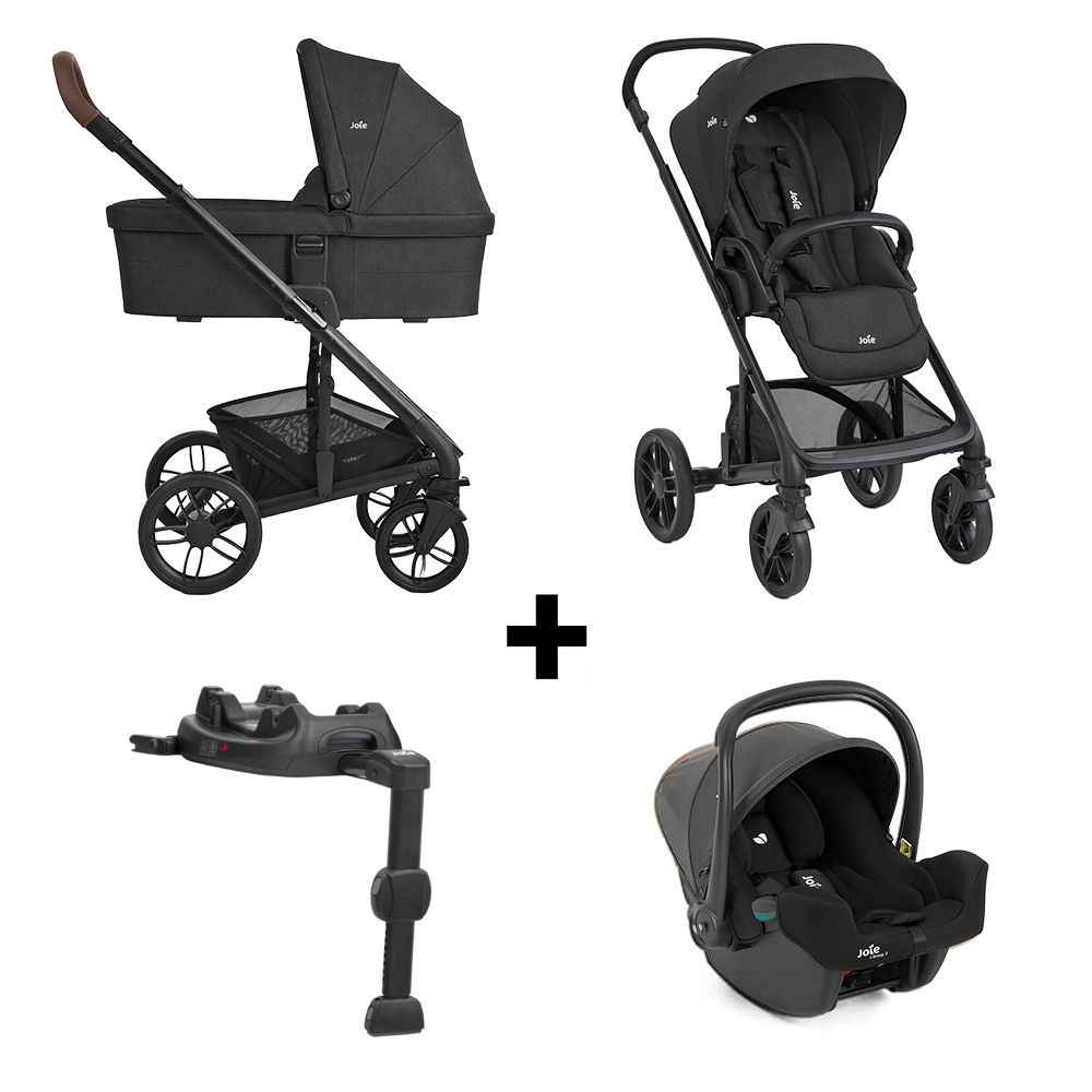 Kinderwagen Joie Chrome2 Trio Raven incl. i-Snug2 Autostoel, Adapterset & Regenhoes + Isofix Base