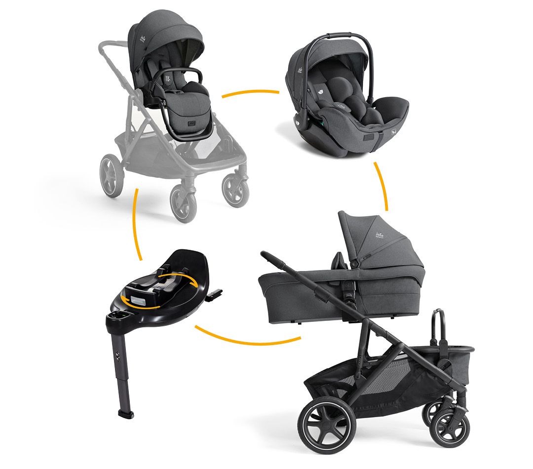 Kinderwagen Joie Signature Versiti Ebony met Autostoel i-Level I-Size Ebony & Base