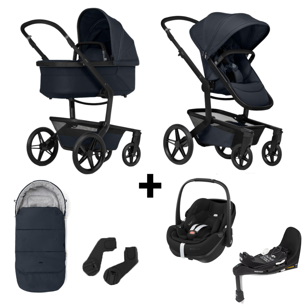 Kinderwagen Joolz Day5 Dark Navy Blue + Autostoel Pebble Pro2, Slide Tech Base & Accessoires