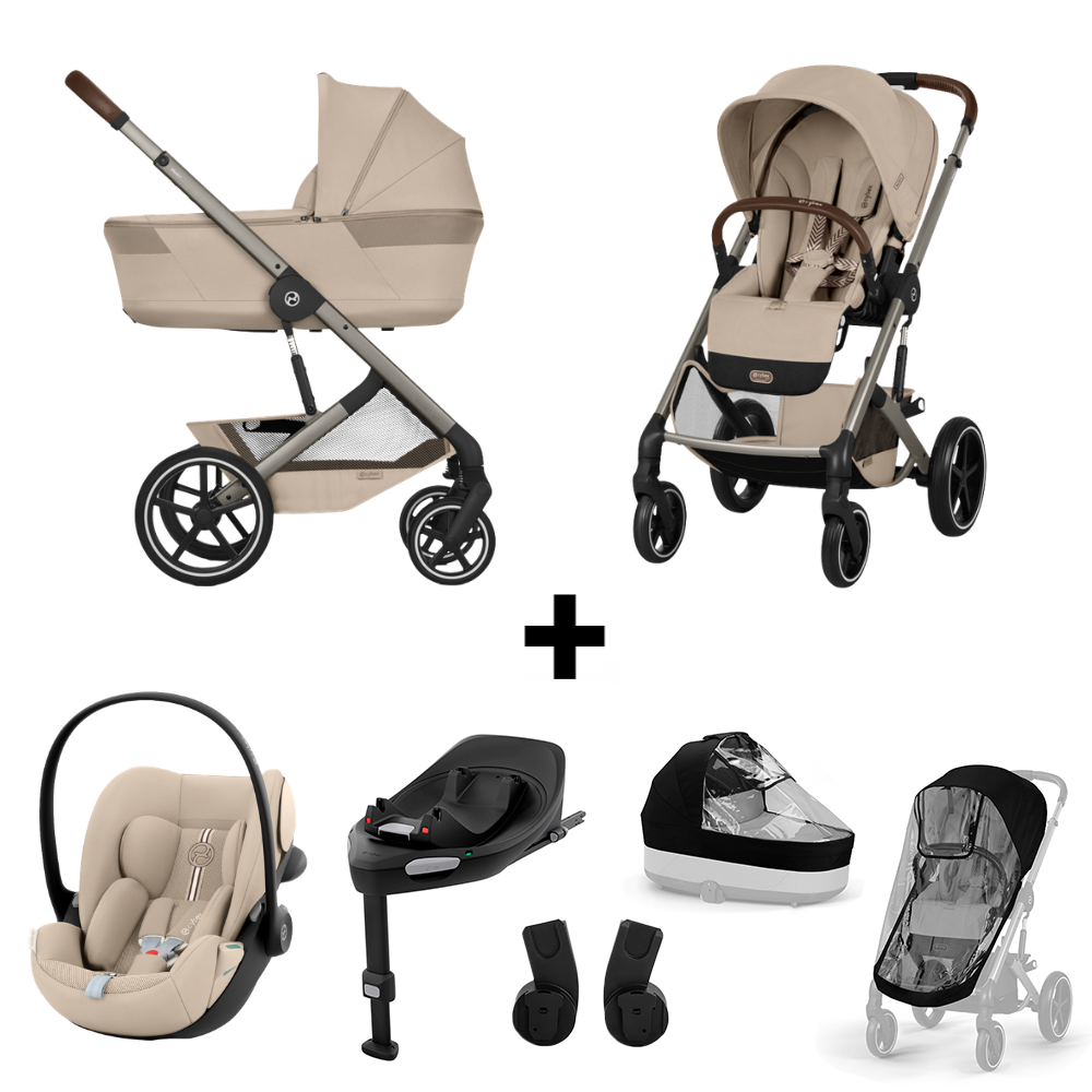 Kinderwagen Balios S Lux BLK Almond Beige/Beige incl. CarryCot Foldable en Cloud G3 I-Size PLUS + Base G3 & Accessoires