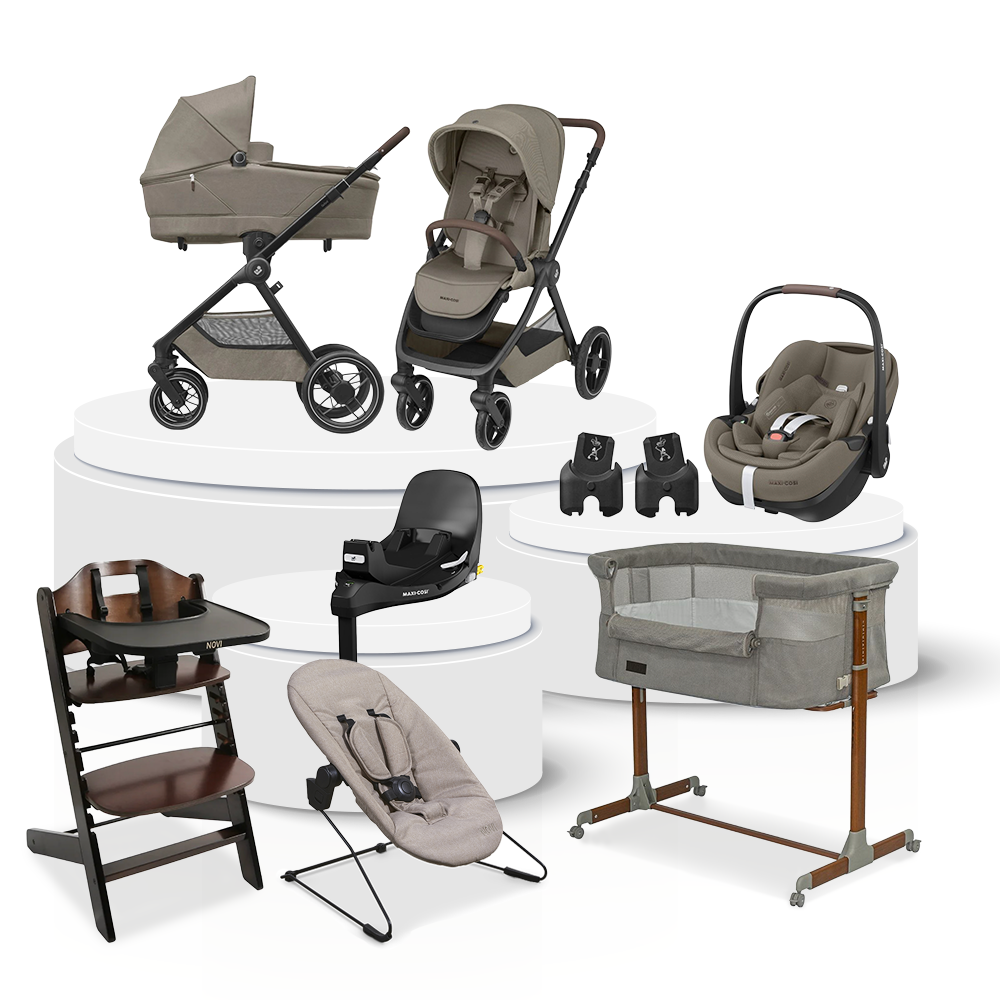 Kinderwagen Maxi-Cosi Oxford Plus Twillic Truffle Total Package Deal incl. Autostoel, Base, Kinderstoel, Co-Sleeper & Adapterset