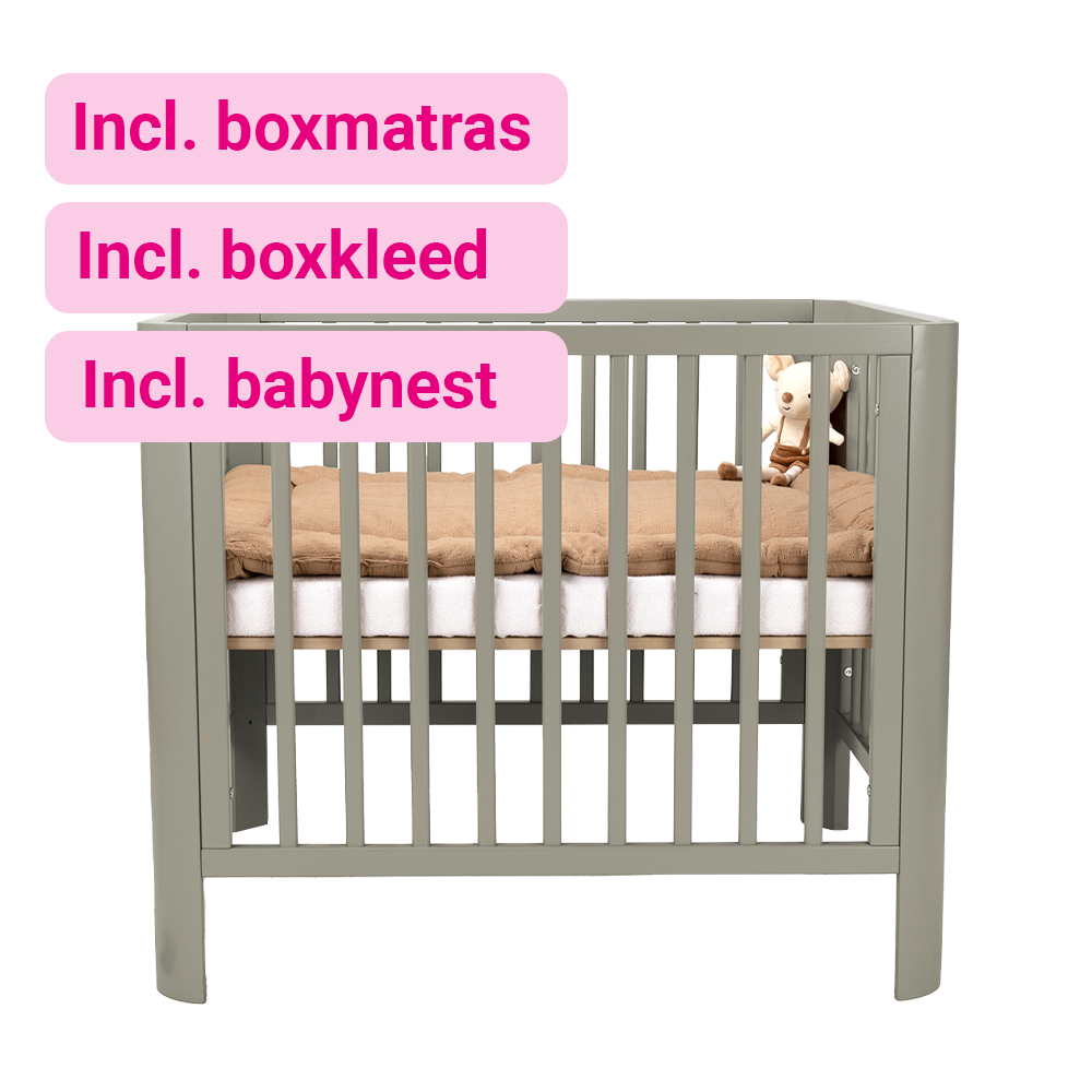 Set | Box Novi Isabel Sage Incl. Boxmatras, Boxkleed en Babynest