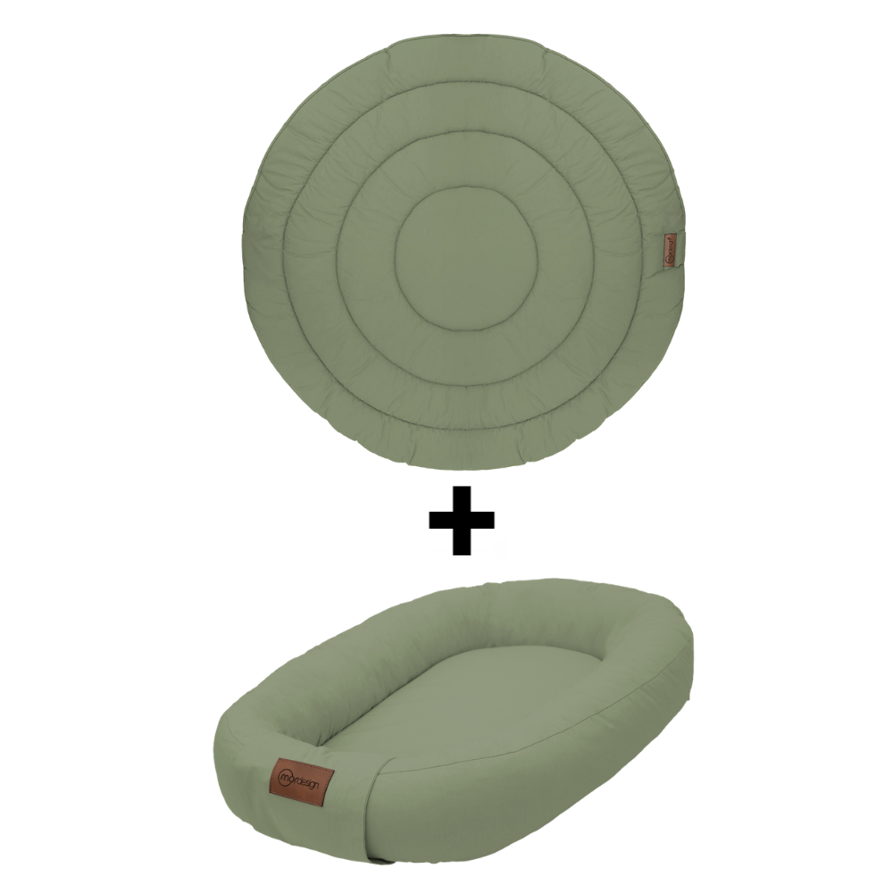 Set Boxkleed Rond + Babynest MorDesign Forest Green