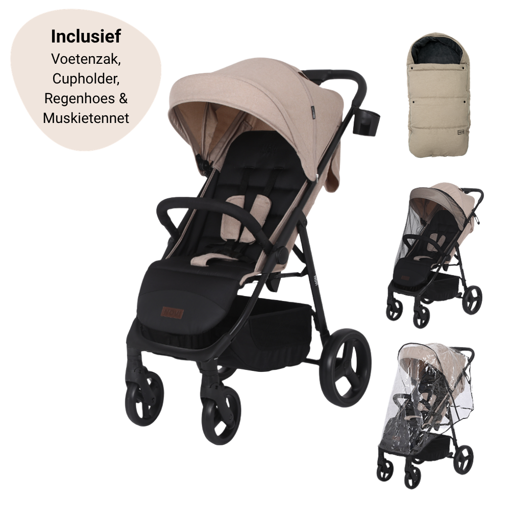 Set | Buggy Novi Grande XL Premium Sand/Black, Voetenzak & Accessoires Pakket
