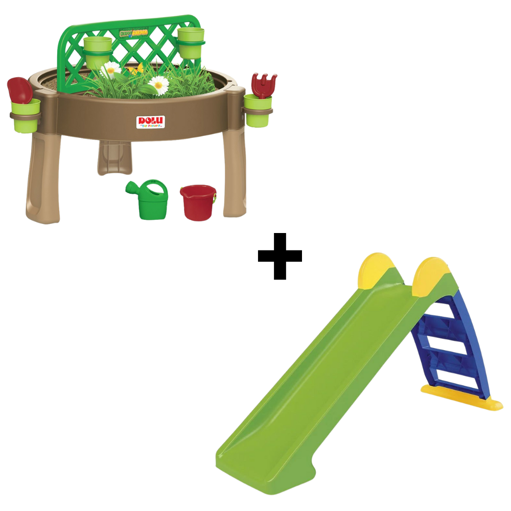 Set | Water, Zand & Activiteiten Tafel + Glijbaan Dolu Brown/Green/Blue