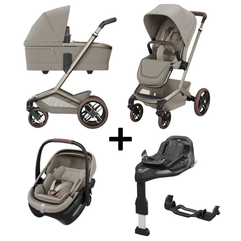 Kinderwagen Maxi-Cosi Fame V2 Sapphire Sand met Autostoel Coral Pro Slide + GRATIS Familyfix Slide Pro