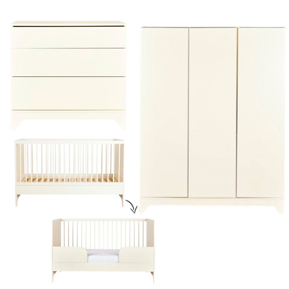 Babykamer Quax Tsugi Butter 70x140 met 3-deurs kast