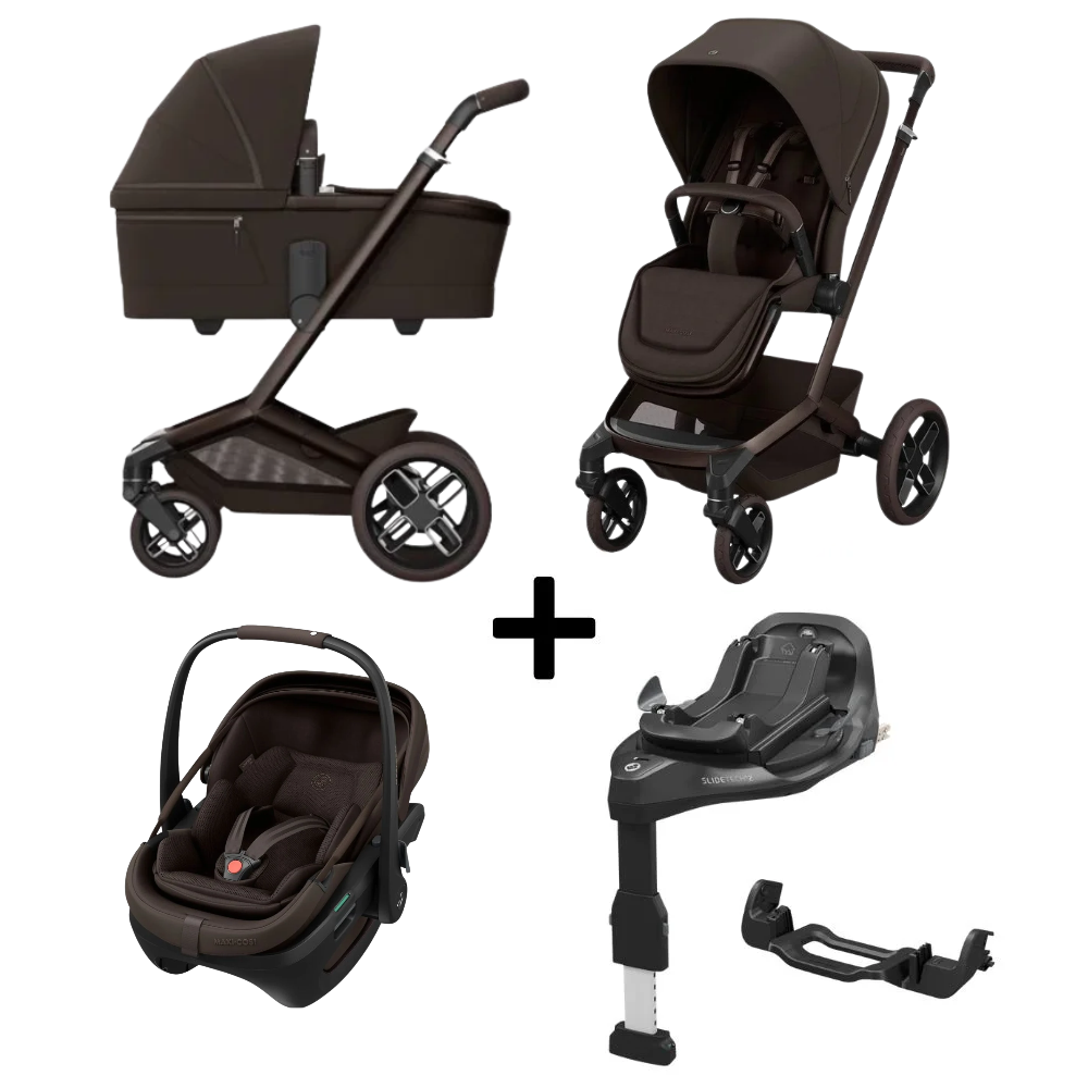 Kinderwagen Maxi-Cosi Fame V2 Espresso Brown met Autostoel Coral Pro Slide en Familyfix Slide Pro