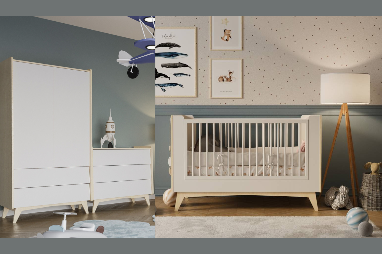 Babykamer So Sixty Wit/Naturel (2-deurs)