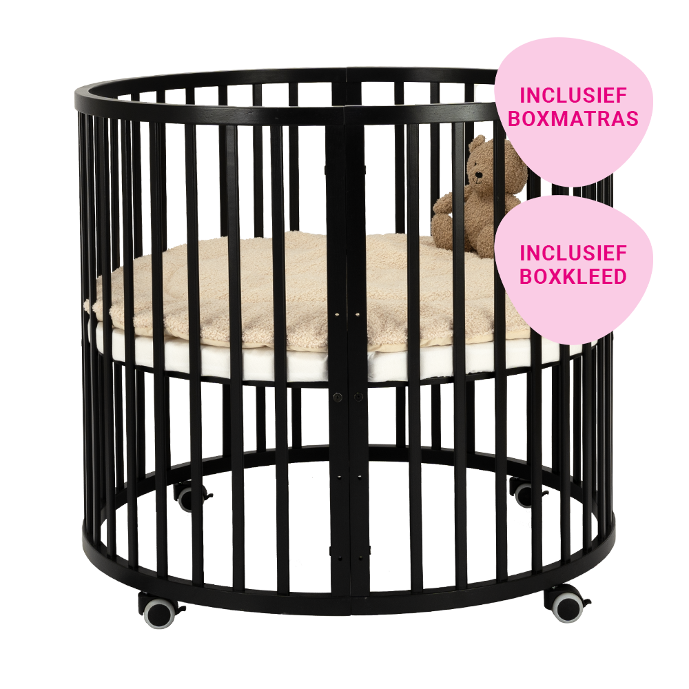 Set | Box Novi Mila Rond Black Incl. Boxmatras en Boxkleed