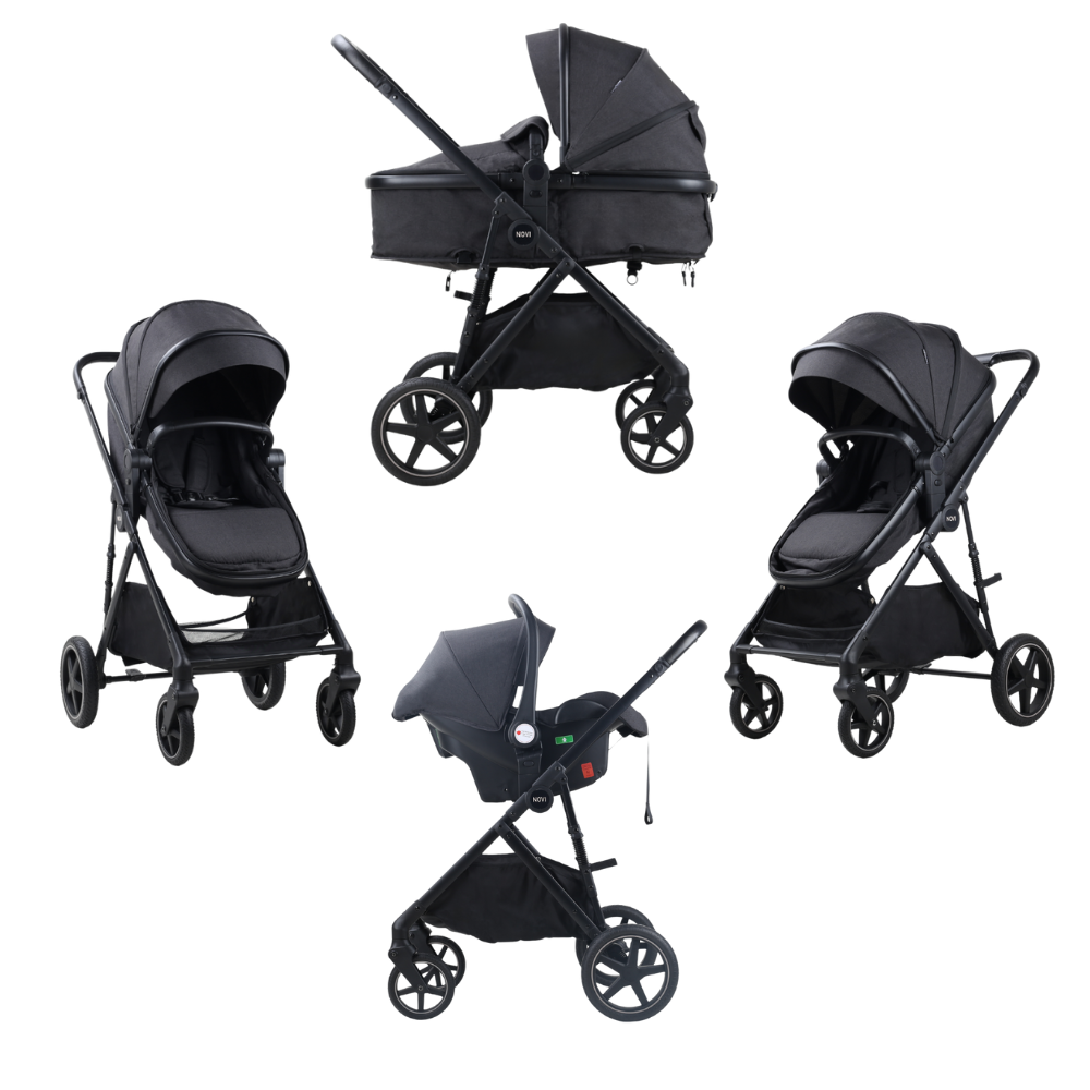 Kinderwagen Novi Jaxx V2 3-in-1 Black Melange met Autostoel