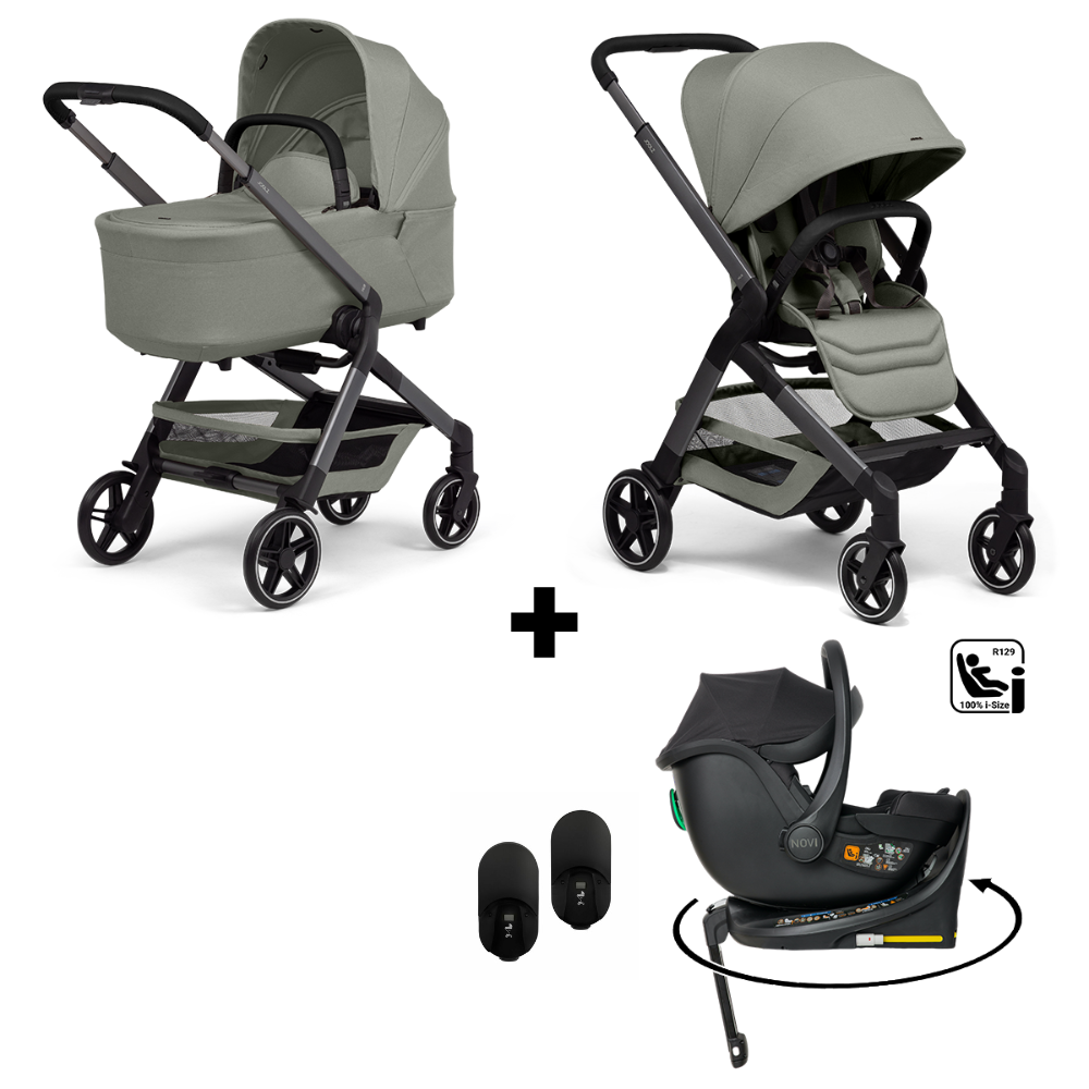 Kinderwagen Joolz Hub2 Sage Green + Autostoel Jacky Pro 360° V2 & Base & Adapterset