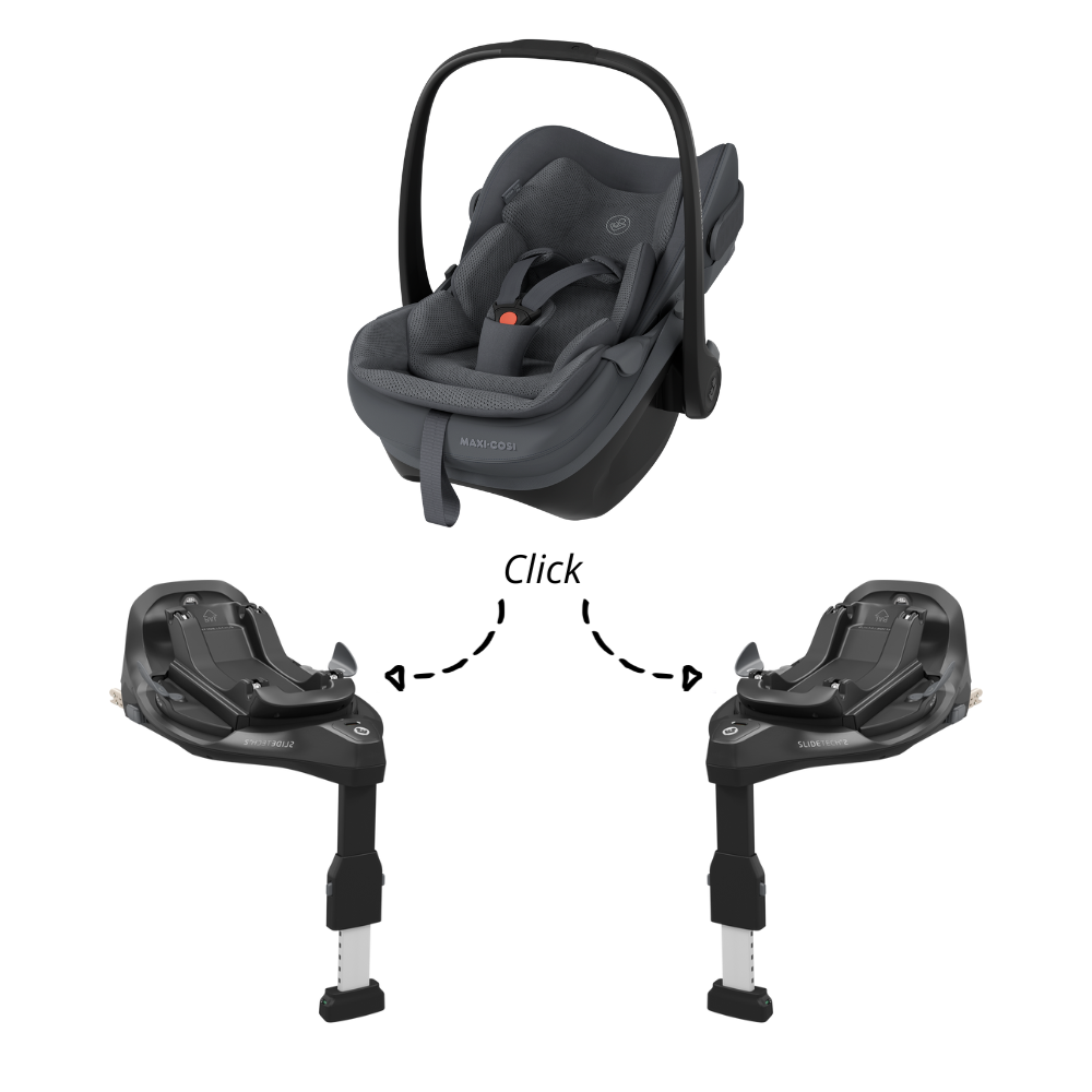 Set | Autostoel Maxi-Cosi Pebble Slide Pro Moon Graphite met 2x Isofixbase Familyfix Slide Pro