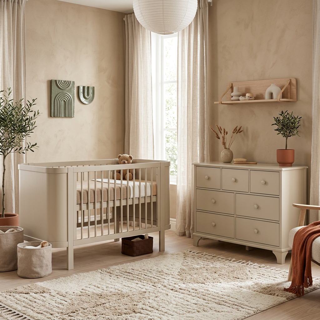 Babykamer Novi Ronda Clay (Meegroei Ledikant Chloe Sand + XL Commode)