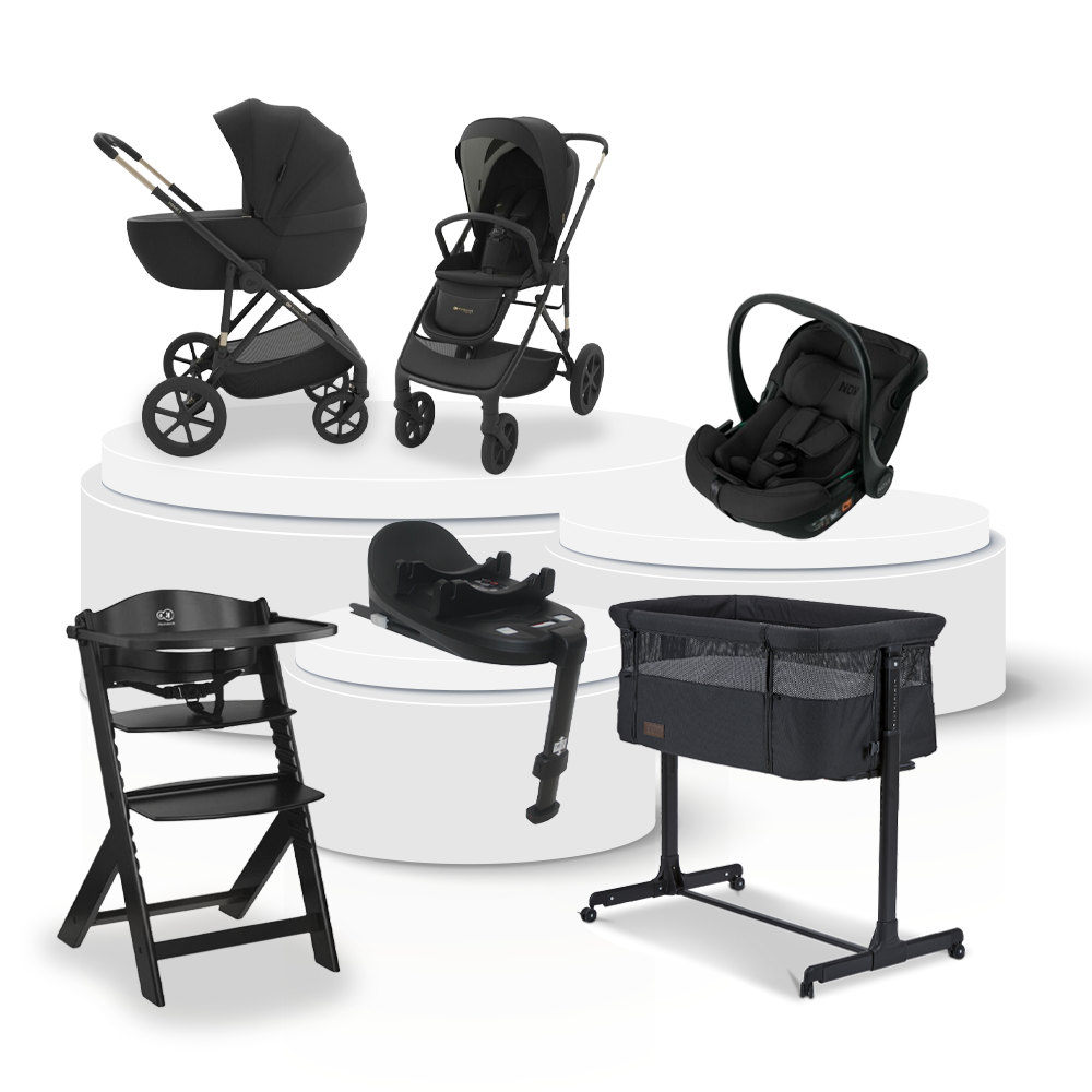 Kinderwagen Kinderkraft Prime3 Venezian Black Total Package Deal incl. Autostoel, Base, Kinderstoel & Co-Sleeper