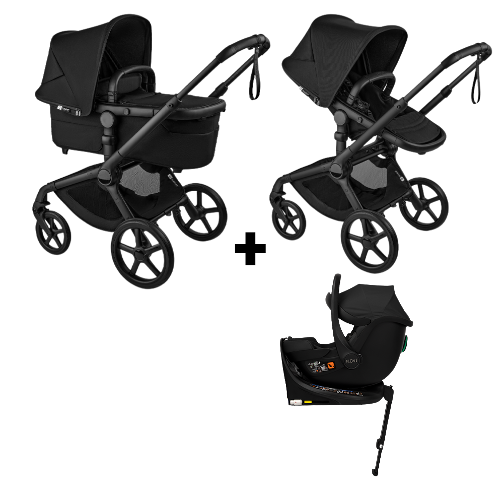 Kinderwagen Bugaboo Fox5 Renew Compleet Black/Heritage Black met Autostoel Jacky Pro 360° V2 & Base