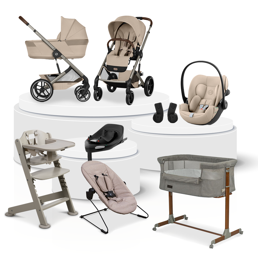 Kinderwagen Balios S Lux BLK Almond Beige/Beige CarryCot Foldable Total Package Deal incl. Autostoel, Base, Kinderstoel, Co-Sleeper & Adapterset