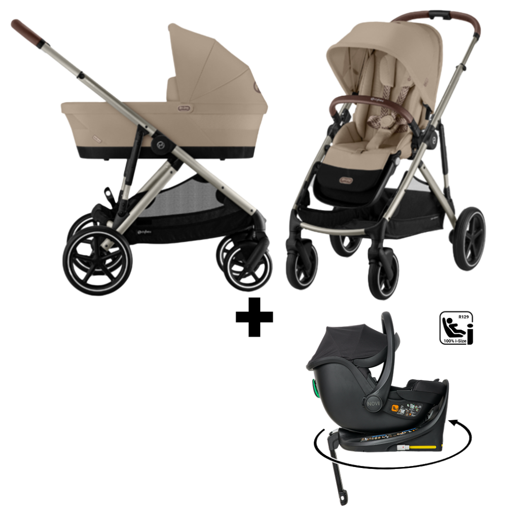 Kinderwagen Cybex Gazelle S Almond Beige/Beige met Autostoel Jacky Pro V2 360° & Base