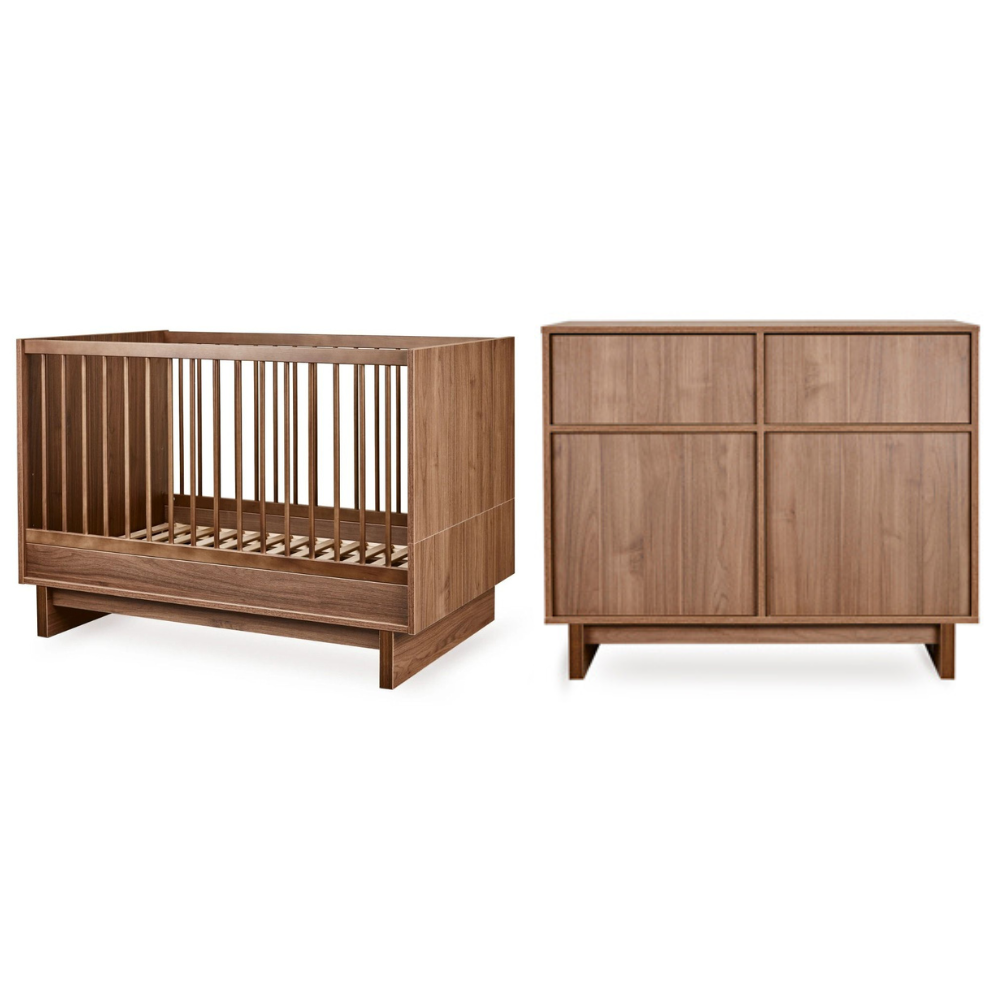 Babykamer Quax Kyo Walnut (Meegroei Ledikant 70x120 + Commode)