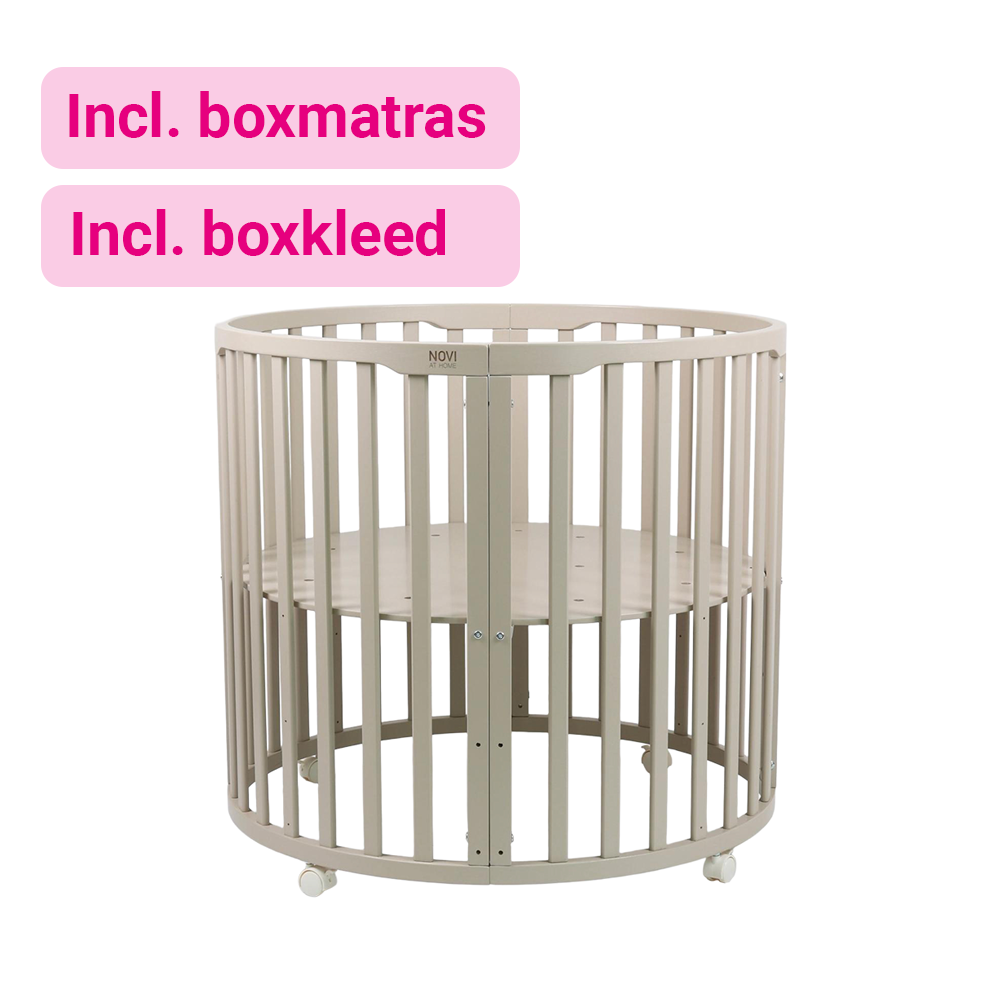 Set | Box Novi Nooni Rond Pure Sand Incl. Boxmatras en Boxkleed