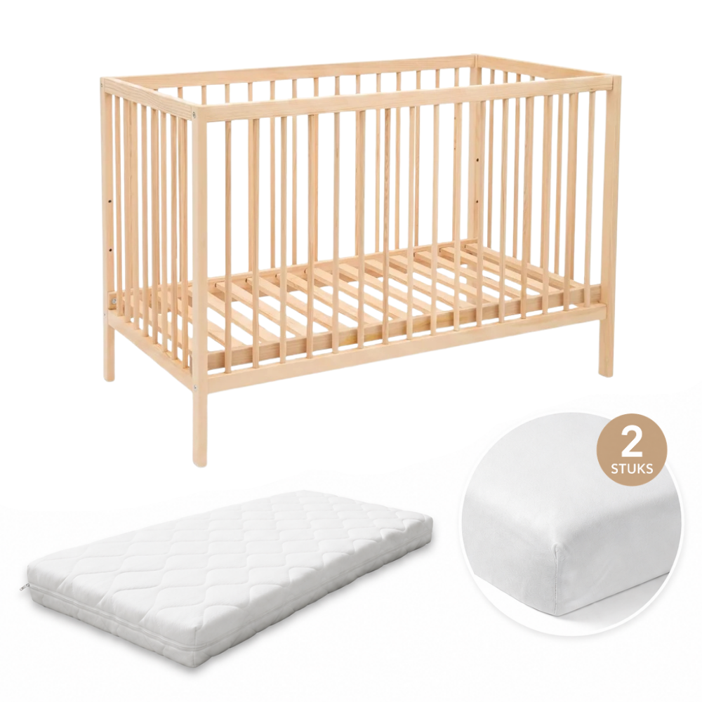 Set Ledikant smrt. Open Natural + Matras smrt. Cloudy + Hoeslaken 2st)
