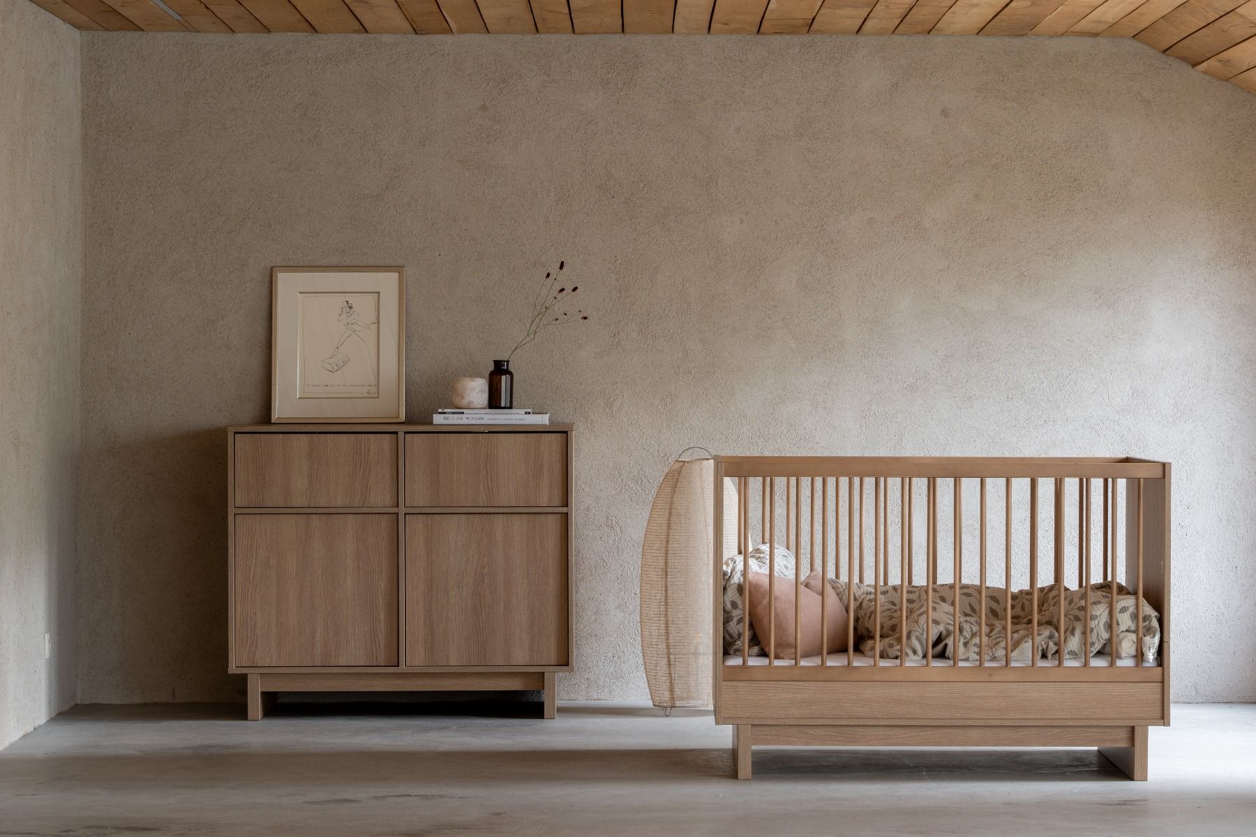 Babykamer Quax Kyo Honey Ash (Meegroei Ledikant 70x140 + Commode)