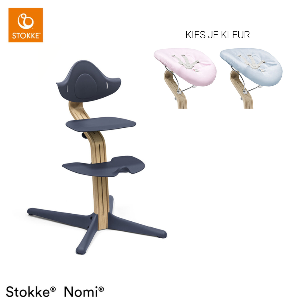 Kinderstoel Stokke® Nomi Navy/Oak met Newbornset