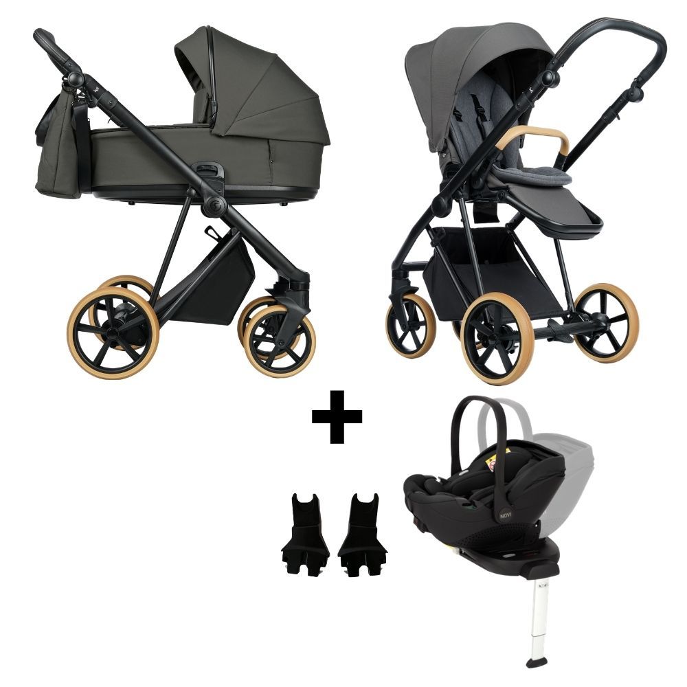 Kinderwagen ROAN IVI 2.0 Vintage Sicilian Olive met Autostoel Joy Glide 360° & Base en Adapterset